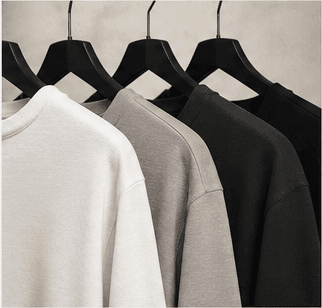 Neutral Henleys hanging together in a quiet tonal palette